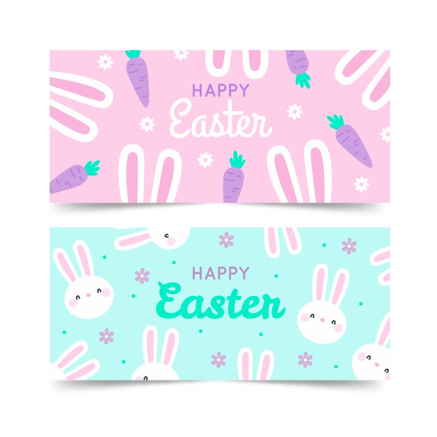 Flat design easter day banner collection