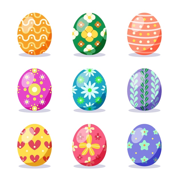 Flat design easter day egg collection