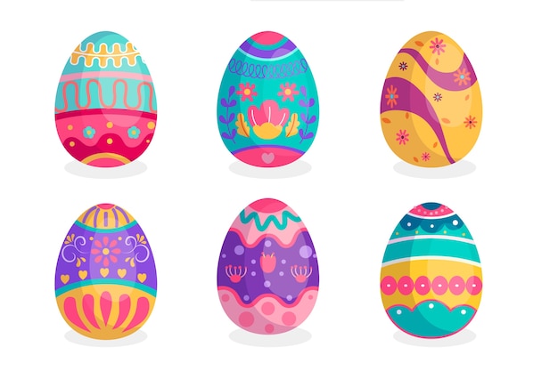 Flat design easter day egg collection