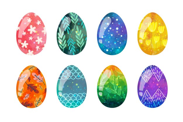 Flat design easter day egg collection