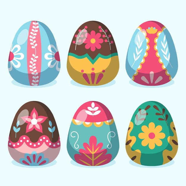 Flat design easter day egg collection