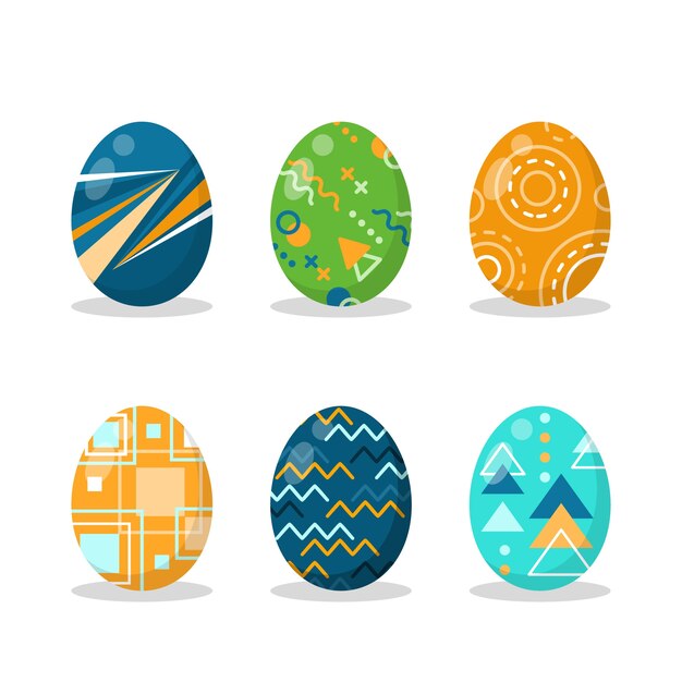 Flat design easter day egg collection