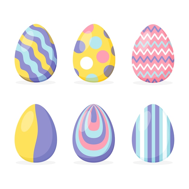 Flat design easter day egg set