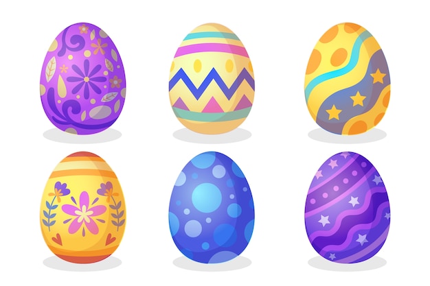 Flat design easter day egg set