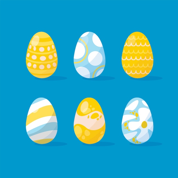 Flat design easter day eggs with flowers