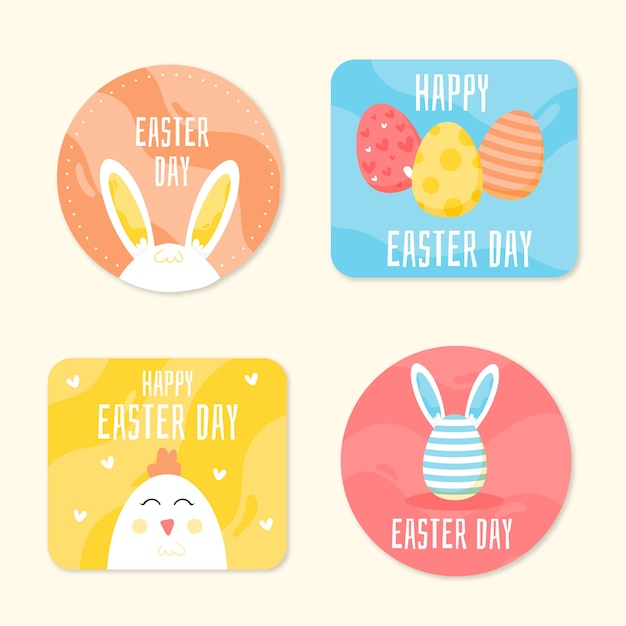 Flat design easter day label collection