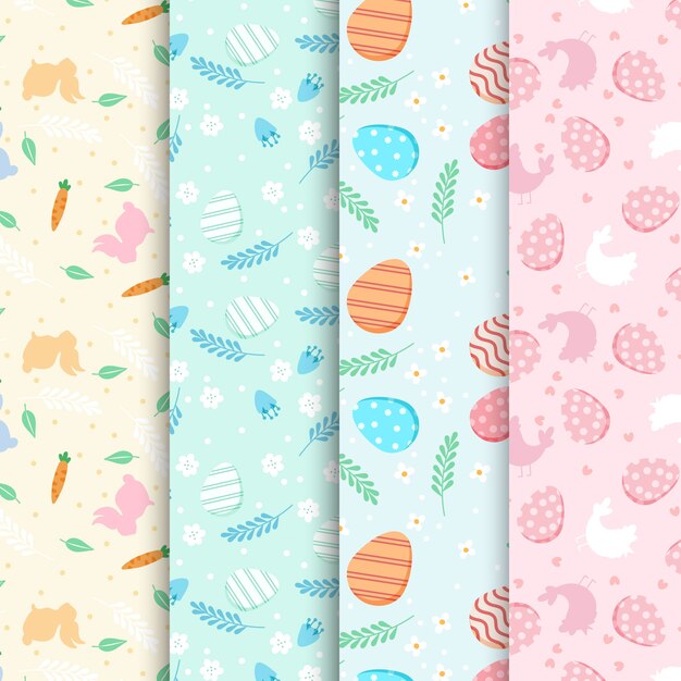 Flat design easter day pattern collection theme