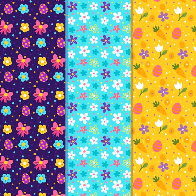 Flat design easter day pattern collection