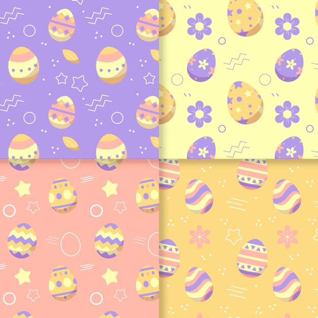 Flat design easter day pattern collection