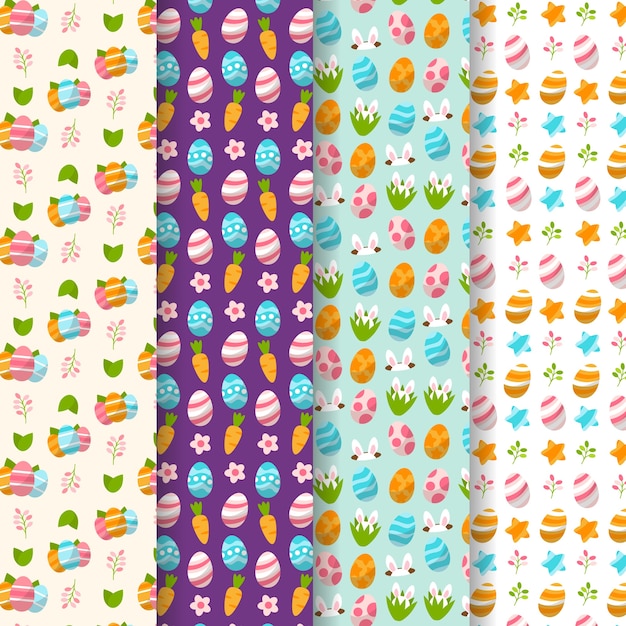 Flat design easter day pattern pack