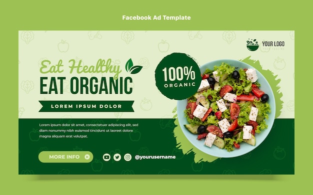 Flat design eat organic food facebook