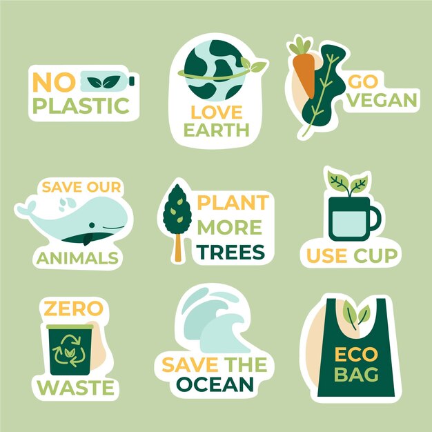 Flat design eco badge collection