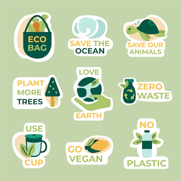 Flat design eco badge set