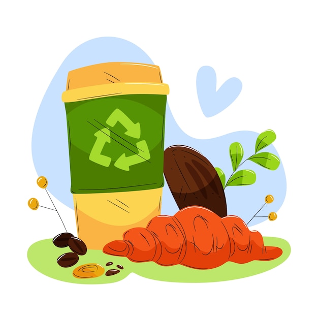 Flat design eco cup illustration