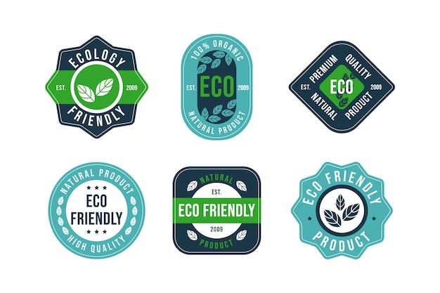 Free Vector flat design eco friendly label collection