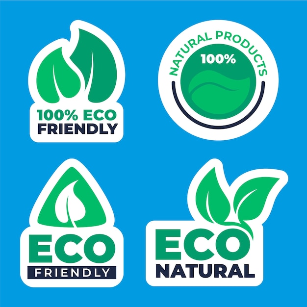 Flat design eco friendly labels