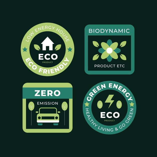 Flat design eco friendly labels