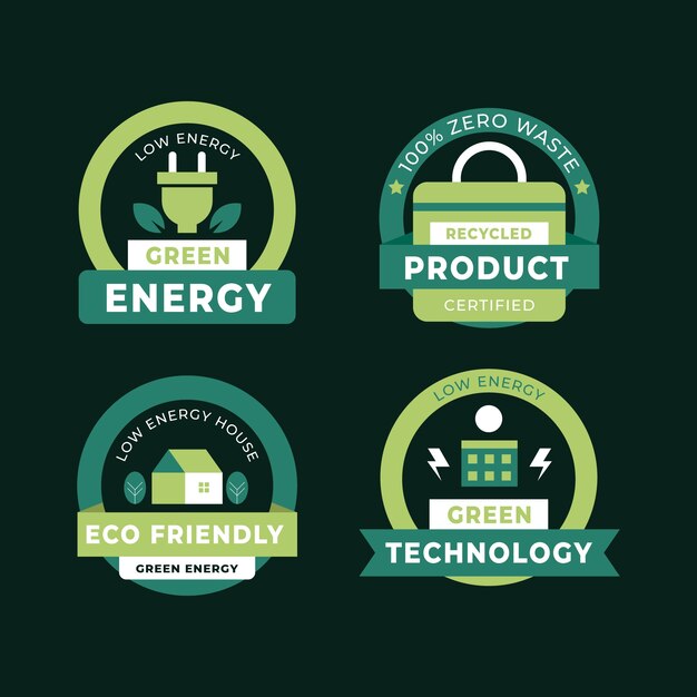 Flat design eco friendly labels