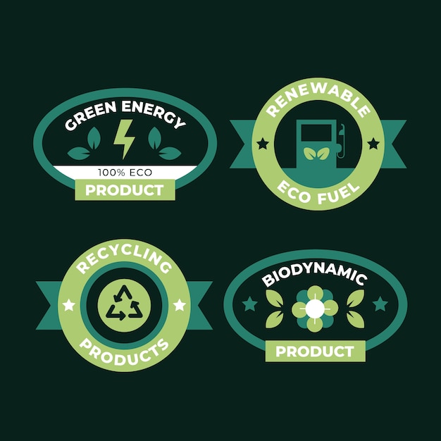 Flat design eco friendly labels