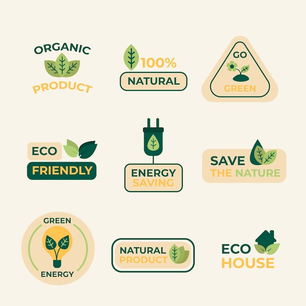 Free Vector flat design eco label collection