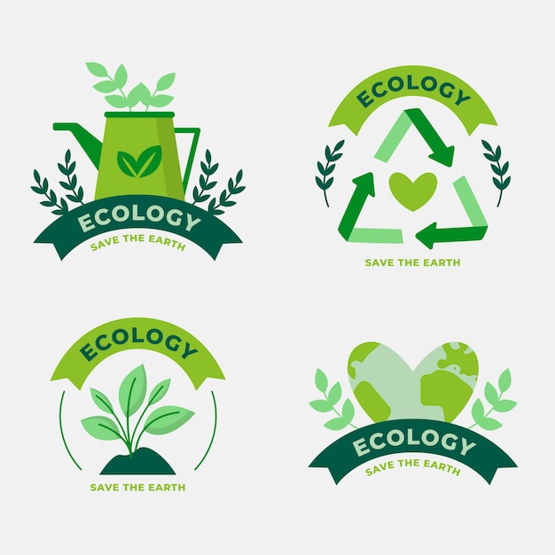 Free vector flat design ecology badges