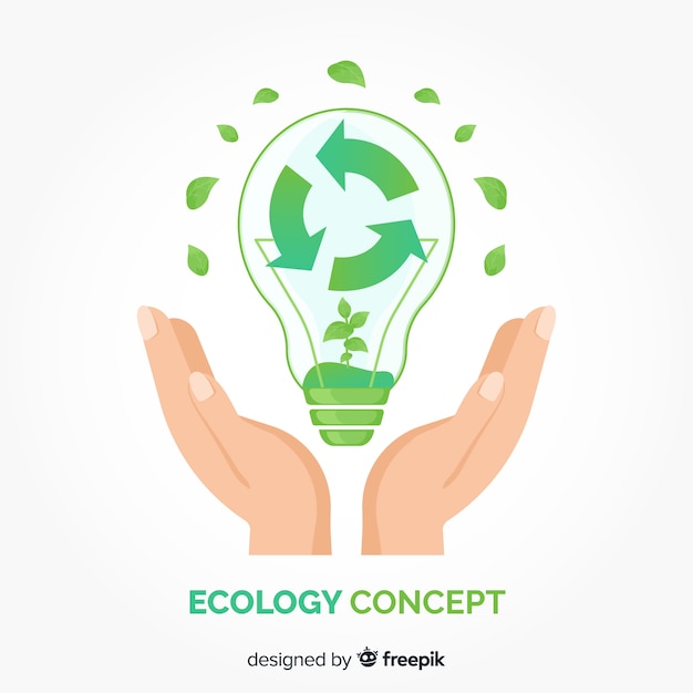 Flat design ecology concept with natural elements