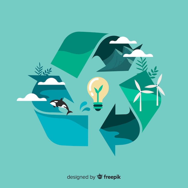 Free Vector flat design ecology concept with natural elements