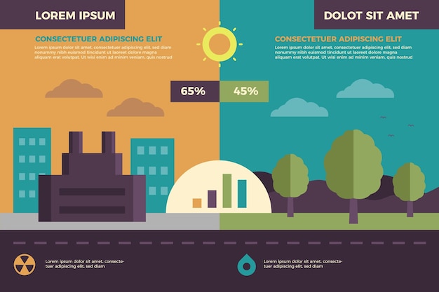 Free Vector flat design ecology infographic with retro colors