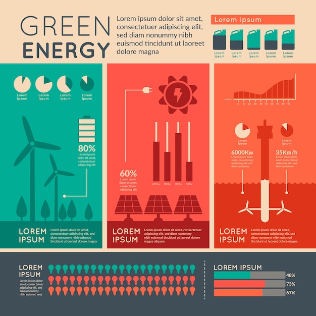 Flat design ecology infographic with retro colors