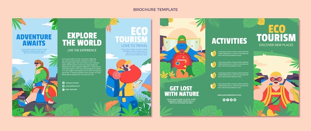 Flat design ecotourism brochure template