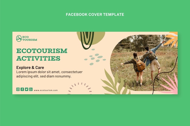 Flat design ecotourism facebook cover