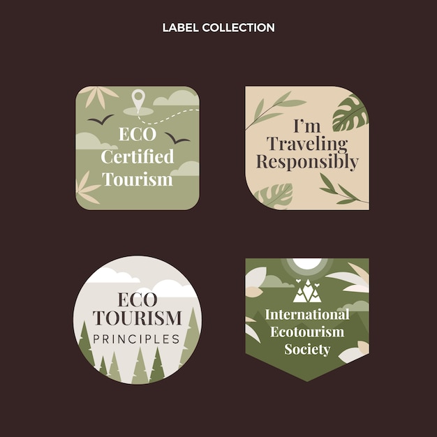 Flat design ecotourism label collection