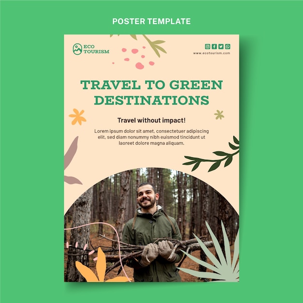 Flat design ecotourism poster template