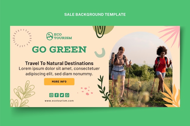 Flat design ecotourism sale background