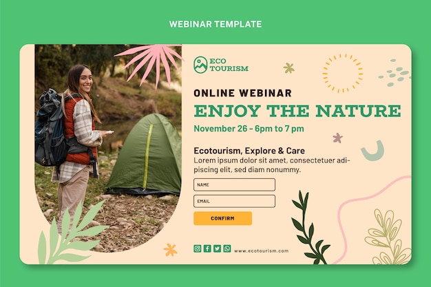 Flat design ecotourism webinar template