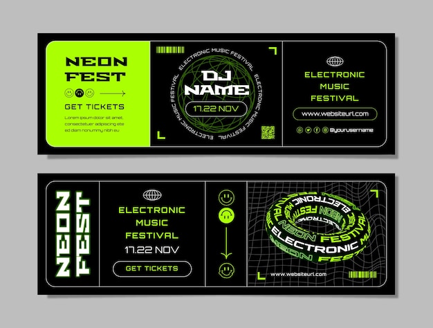 Free Vector flat design electronic music fest horizontal banner