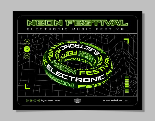 Flat design electronic music fest photocall