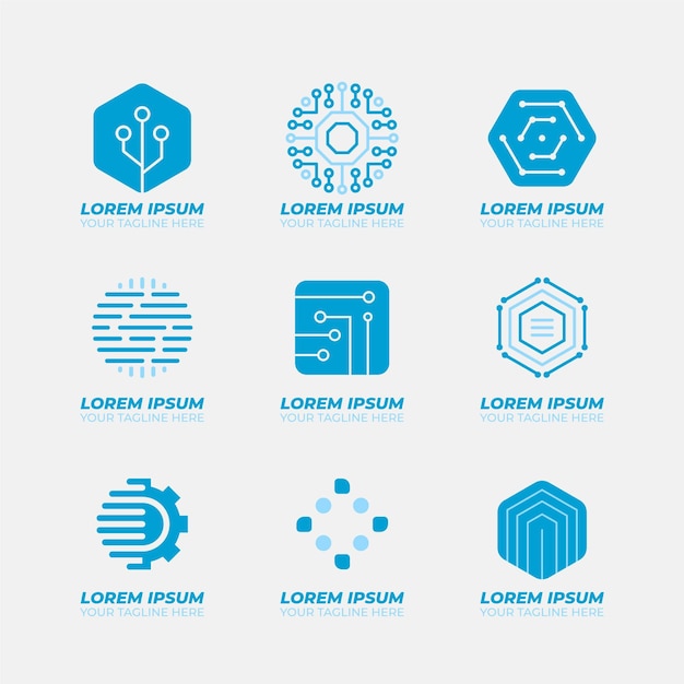 Free Vector flat design electronics logo templates