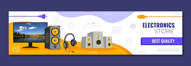 Free Vector flat design electronics store  twitch banner