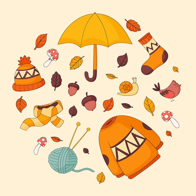 Flat design elements collection for autumn season