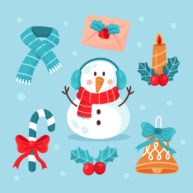 Free vector flat design elements collection for christmas season celebration