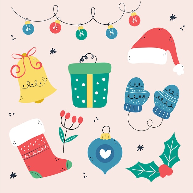 Free Vector flat design elements collection for christmas season