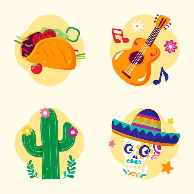 Free Vector flat design elements collection for cinco de mayo celebration