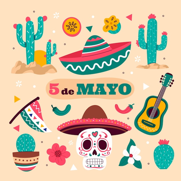 Free Vector flat design elements collection for cinco de mayo celebration