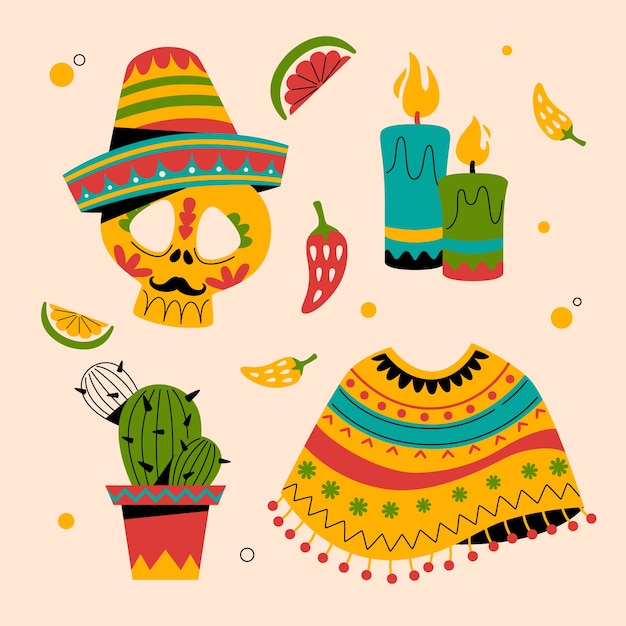 Flat design elements collection for cinco de mayo celebration