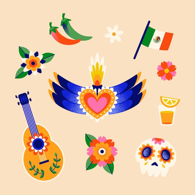 Flat design elements collection for cinco de mayo celebration