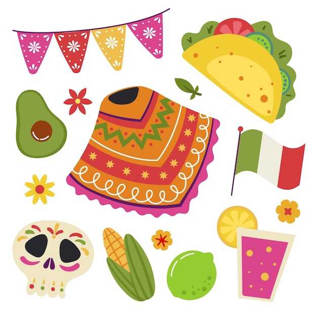 Free Vector flat design elements collection for cinco de mayo celebration