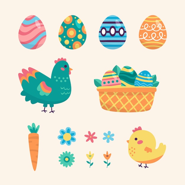 Free Vector flat design elements collection for easter celebration