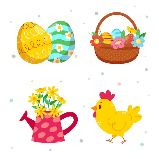 Free Vector flat design elements collection for easter holiday