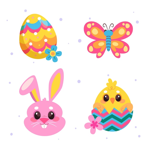 Free Vector flat design elements collection for easter holiday